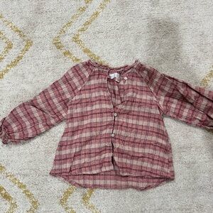 Zara Kids Plaid Button Down Shirt - Red and Cream